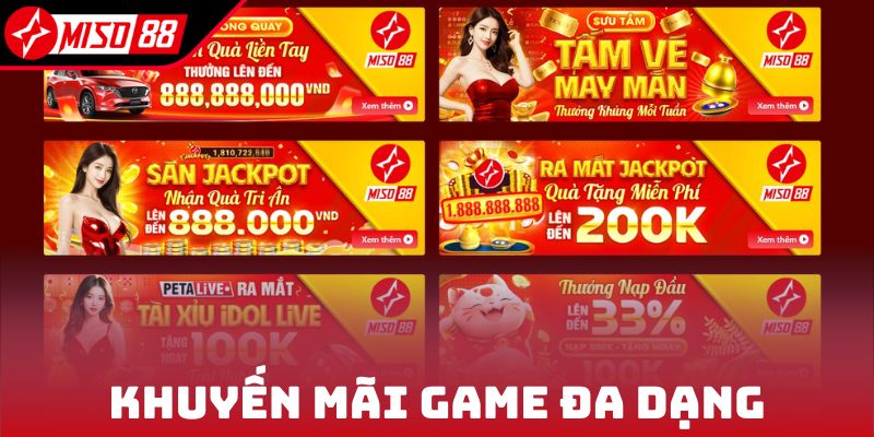 Khuyến mãi game đa dạng