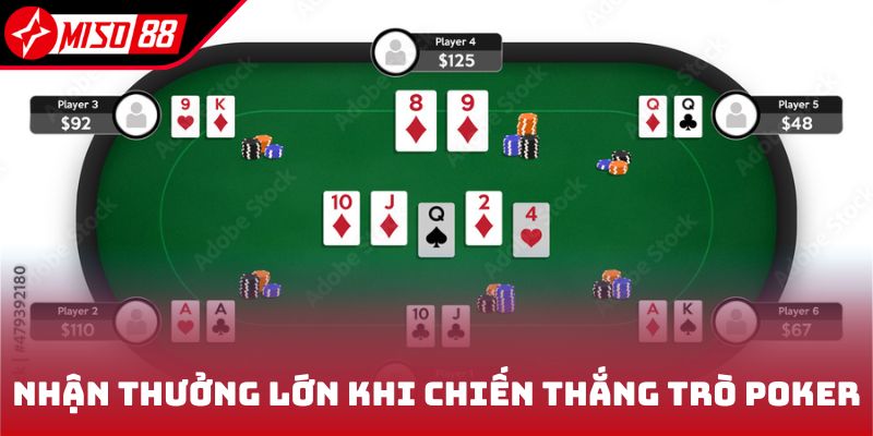 Nhận thưởng lớn khi chiến thắng trò Poker